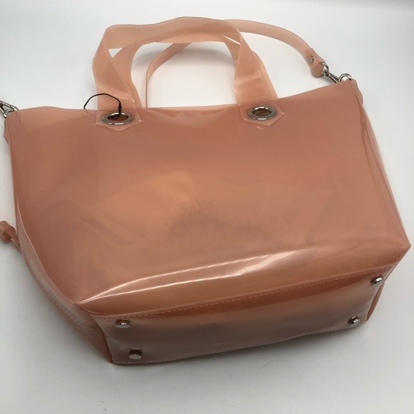NWT. Zara Light Pink/Cream Vinyl Shoulder Bag. - Picture 2 of 13